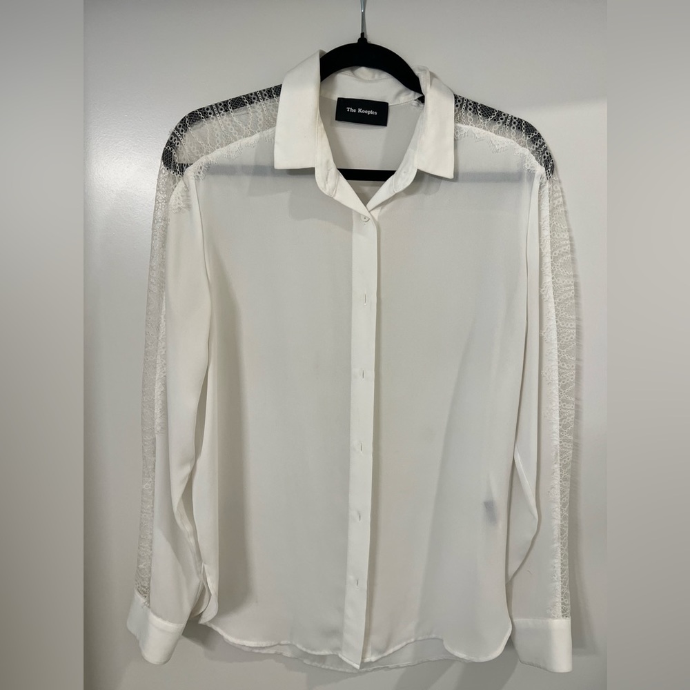 The Kooples white lace button down shirt